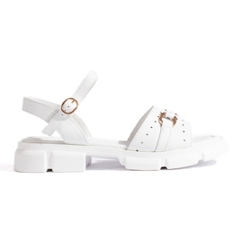 Goodin Sandalias mujer piel blancas blanco