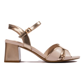 Goodin Sandalias tacón mujer charol beige