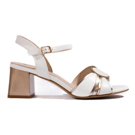 Goodin Sandalias de tacón mujer charol blanco