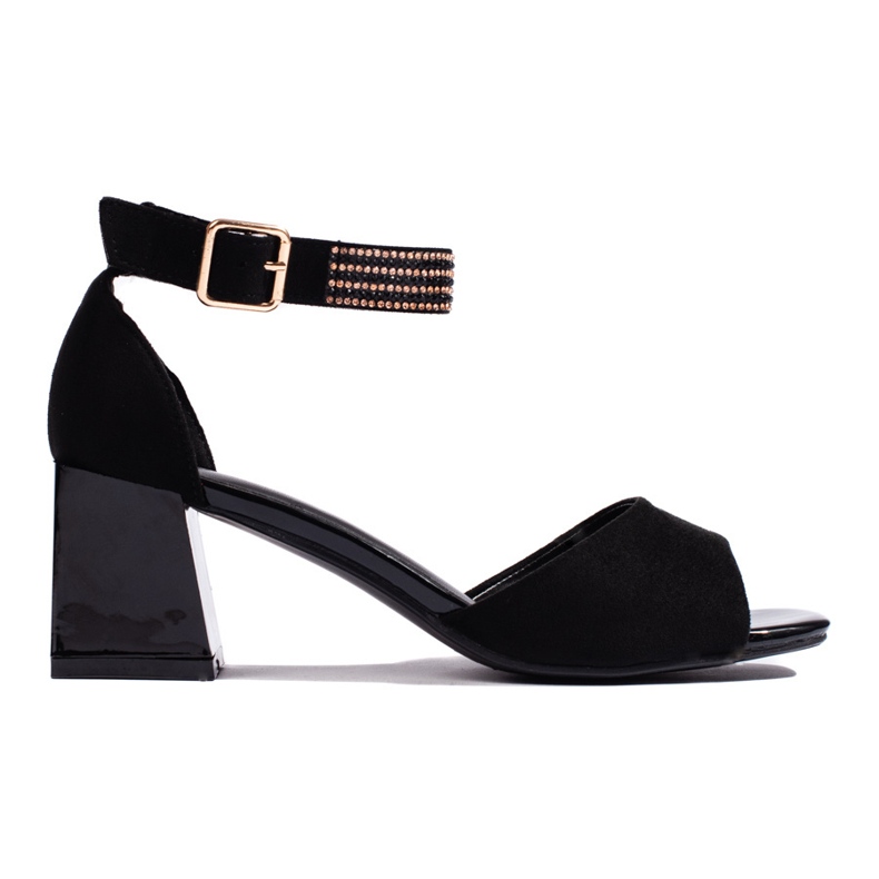 Goodin Sandalias negras de tacón bajo para mujer. negro Goodin Sandalias negras de tacón bajo para mujer. negro