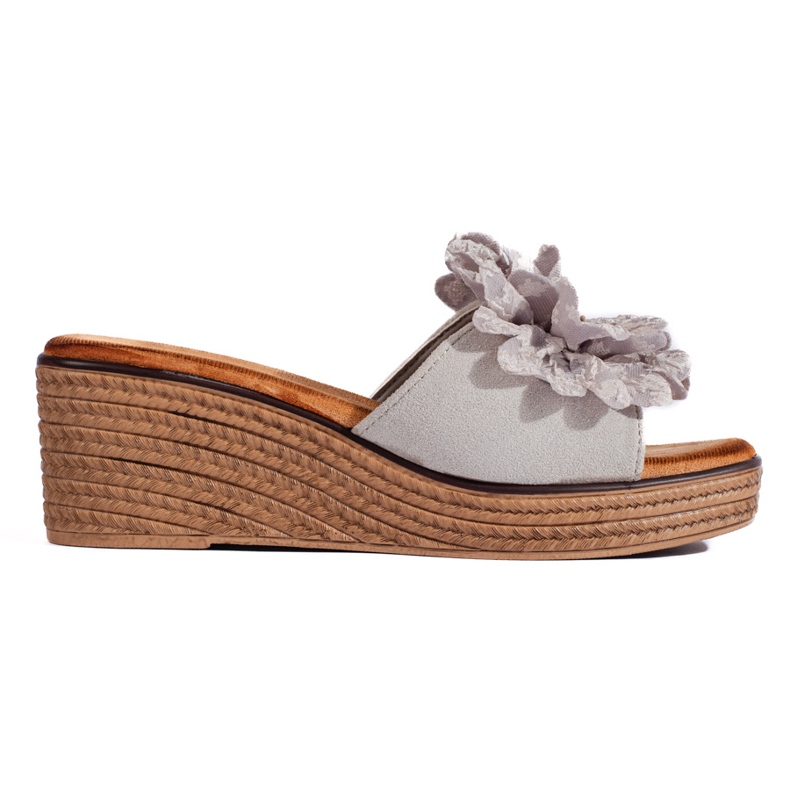Mules con cuña de ante gris Mules con cuña de ante gris