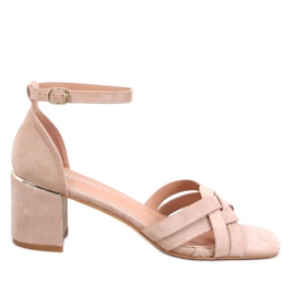 Sandalias tacón mujer Sabines Caqui beige