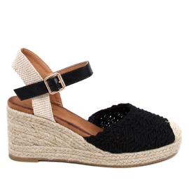 Morelli Sandalias cuña alpargatas negras negro