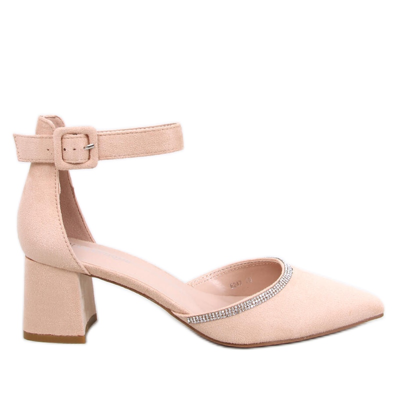 Zapatos de salón Bardini nude con tira en el tobillo beige