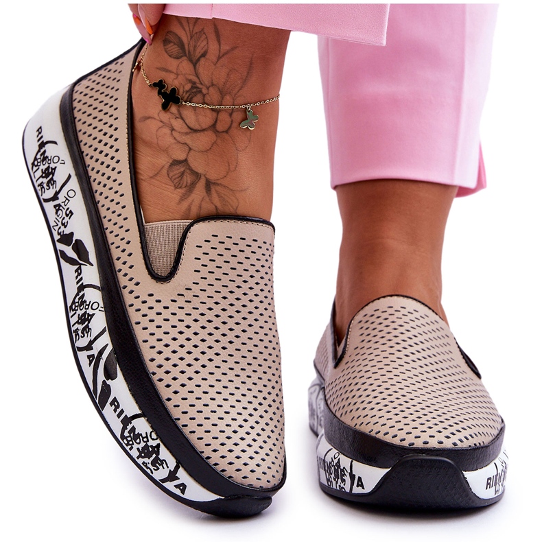 S.Barski Deportivas Mujer Piel Calada Slip-On Beige Sorito