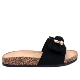 Loups Pantuflas de corcho negras con osito negro