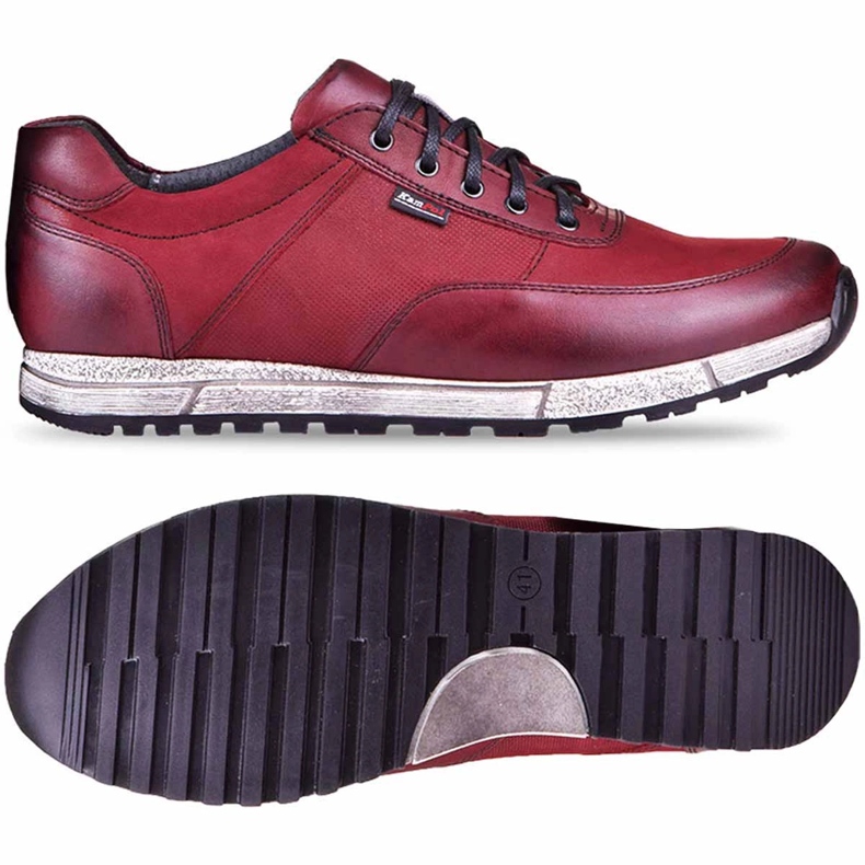 Kampol Zapatos casual hombre piel 31/34 granate rojo