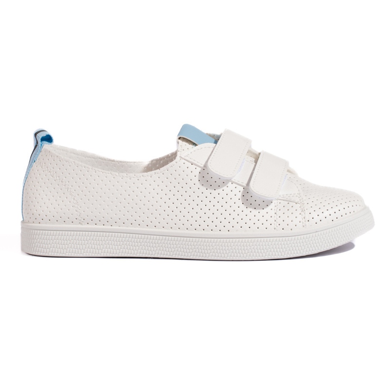 Zapatillas blancas de mujer con velcro. blanco