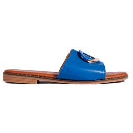 Chanclas planas mujer azules
