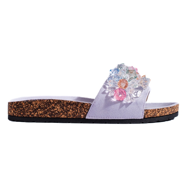 Chanclas de mujer de ante morado violeta