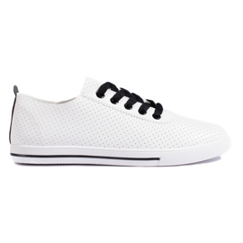 Deportivas mujer caladas blancas y negras blanco
