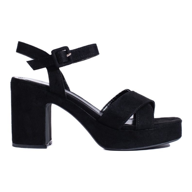 Sandalias tacón mujer ante negro