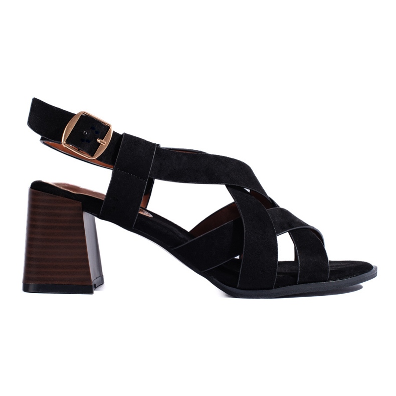 Sandalias tacón ante negro