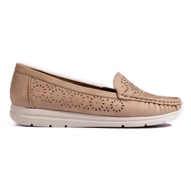 Mocasines calados para mujer, beige oscuro