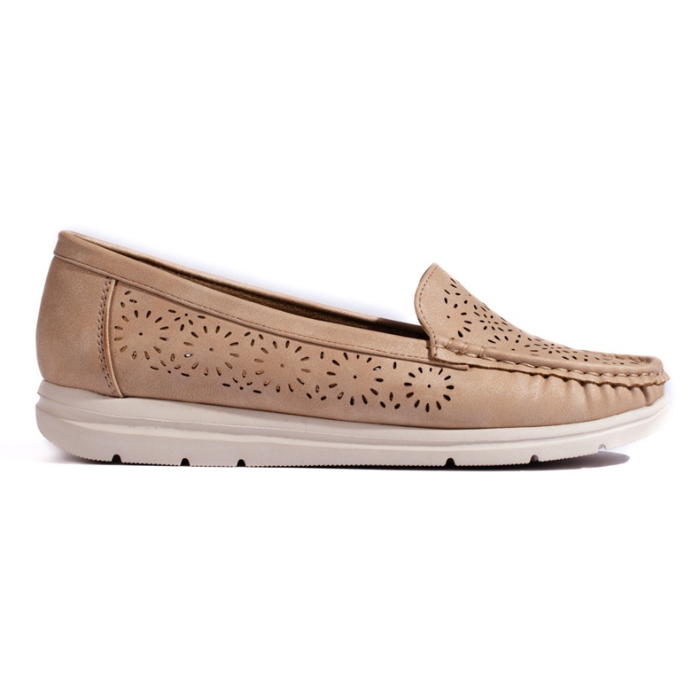 Mocasines calados para mujer, beige oscuro