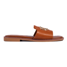 Chanclas planas de mujer camel marrón
