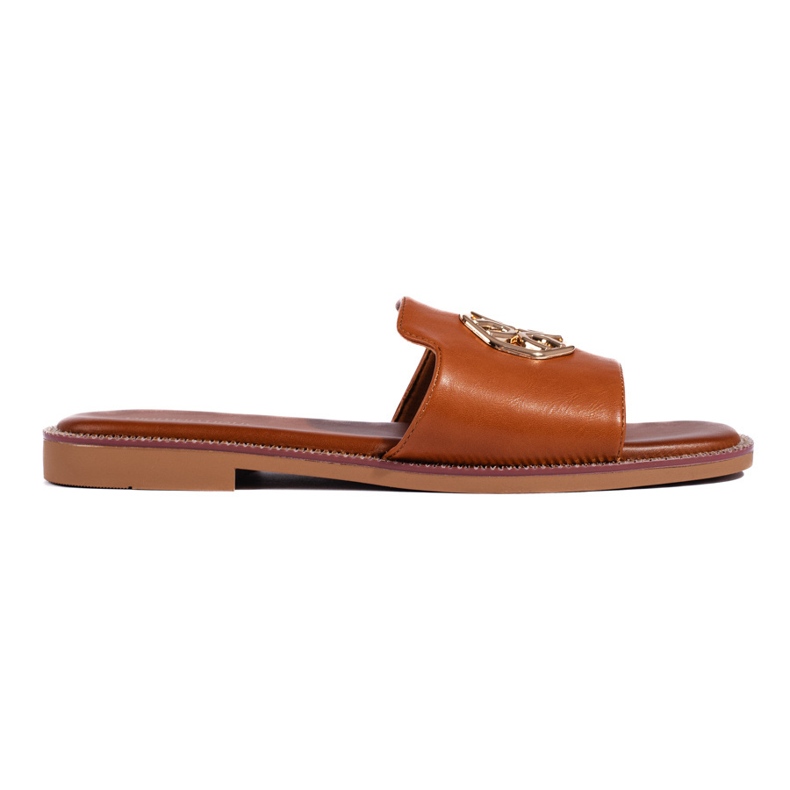 Chanclas planas de mujer camel marrón