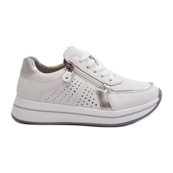 Deportivas Mujer de Piel con Plataforma Blanco Ligustra Deportivas Mujer de Piel con Plataforma Blanco Ligustra