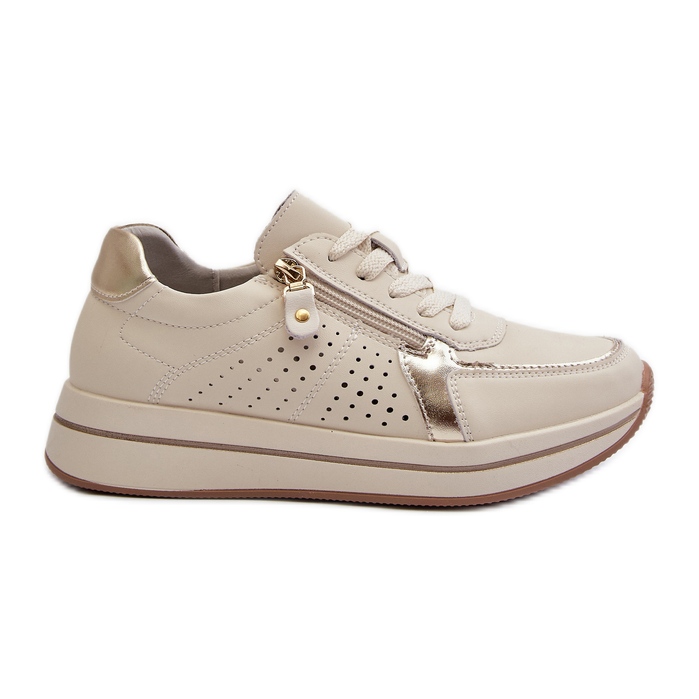 Deportivas Mujer de Piel con Plataforma Ligustra Beige
