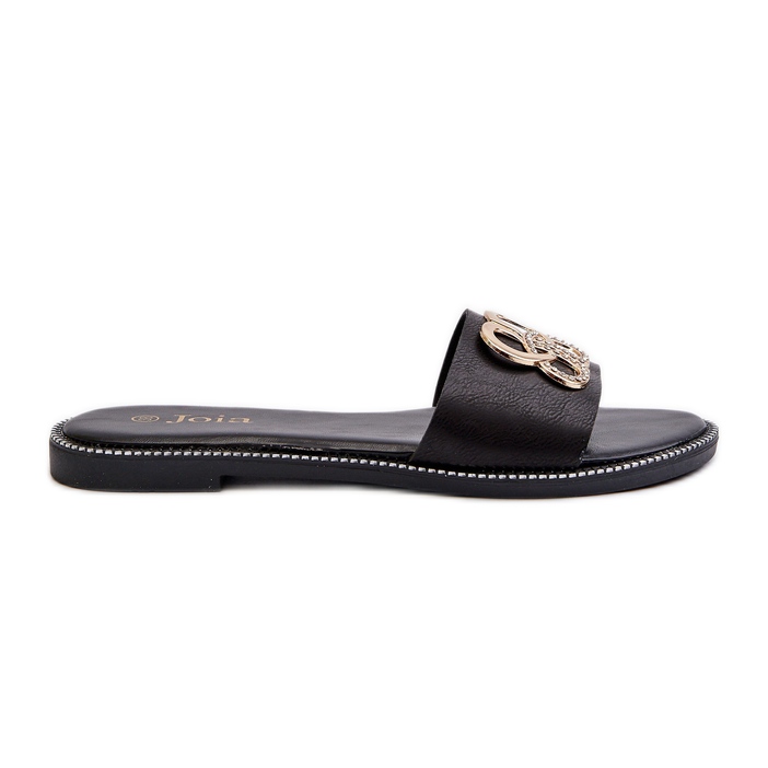 Chanclas De Mujer Con Adorno De Piel Ecológica En Tacón Plano, Sadria Negra negro