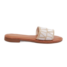 Chanclas de Tacón Plano para Mujer Beige Traivea