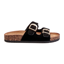 Chanclas de mujer con plataforma de corcho y tiras, Negro Doretta