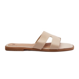 Chanclas Planas De Mujer Con Aberturas Beige Fiviama