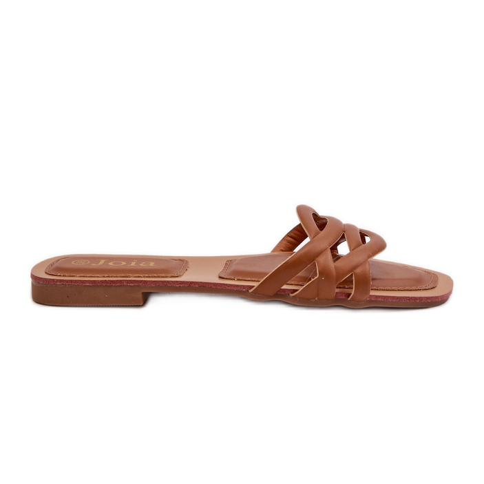 Chanclas Mujer Piel Ecológica Tacón Plano, Marrón, Moldela