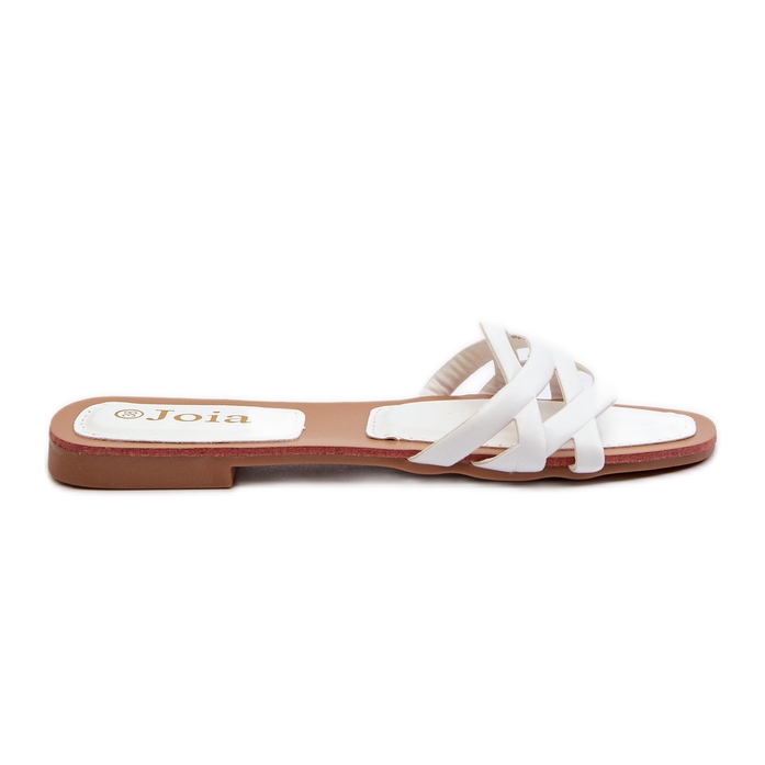 Chanclas Mujer Piel Ecológica Tacón Plano, Blanco, Moldela