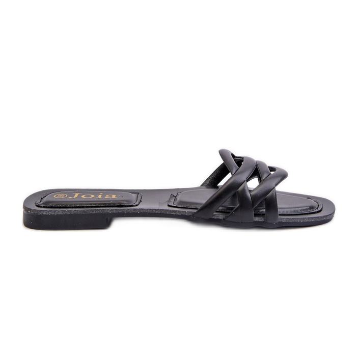 Chanclas Mujer Piel Ecológica Tacón Plano, Negro, Moldela