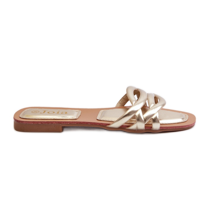 Chanclas Mujer Piel Ecológica Tacón Plano, Dorado Moldela