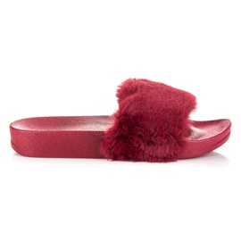 Via Giulia  Pantuflas Rojas Con Pelo rojo Via Giulia  Pantuflas Rojas Con Pelo rojo