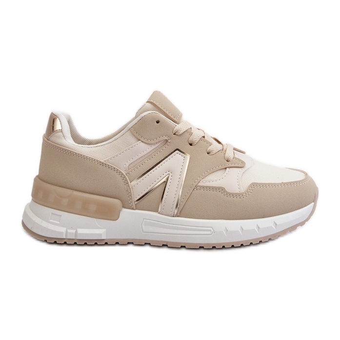 Zapatillas Deportivas De Mujer Confeccionadas En Piel Ecológica, Beige Vinelli
