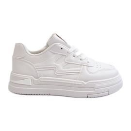 Zapatillas Deportivas De Mujer Con Plataforma Fabricadas En Piel Ecológica, Blanco Lynnette