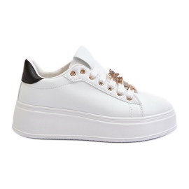 Deportivas De Mujer Con Plataforma Y Pins En Piel Ecológica, Blanco Cavisa