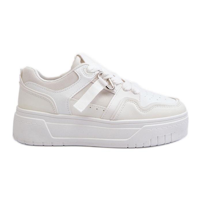 Zapatillas Deportivas De Mujer Con Plataforma Fabricadas En Piel Ecológica, Blanco Moun