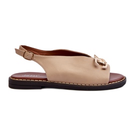 Sandalias de mujer con tacón plano y decoración Jezzi beige