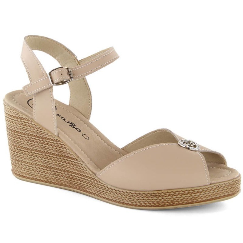 Filippo W PAW526A Sandalias cuña de piel, beige