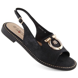 Sandalias cómodas con decoración S.Barski W OLI256A, negro