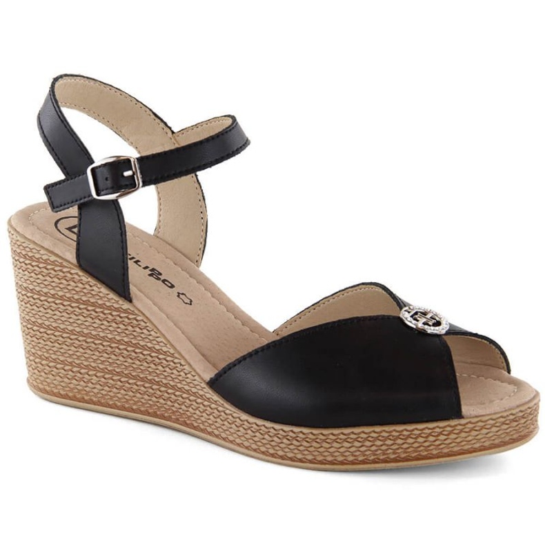 Sandalias cuña de piel con decoración Filippo W PAW526B negro