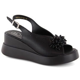 Sandalias cuña de piel con abalorios Filippo W PAW529A negro
