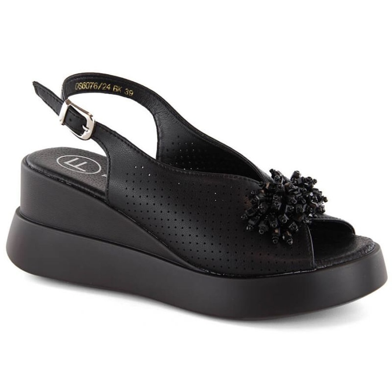 Sandalias cuña de piel con abalorios Filippo W PAW529A negro