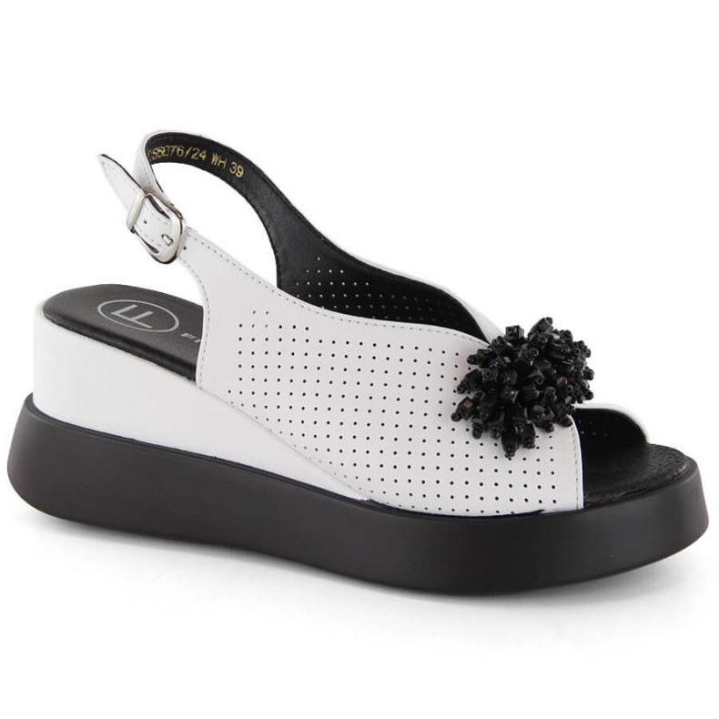 Sandalias cuña de piel con abalorios Filippo W PAW529B blanco