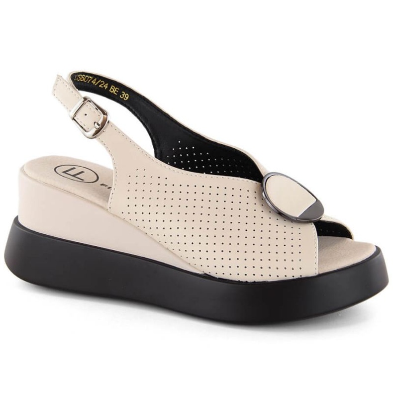 Sandalias cuña de piel calada Filippo W PAW530, beige