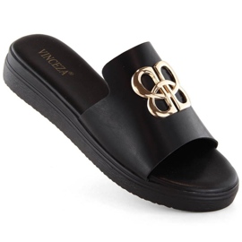 Vinceza W JAN298A chanclas negras con decoración negro