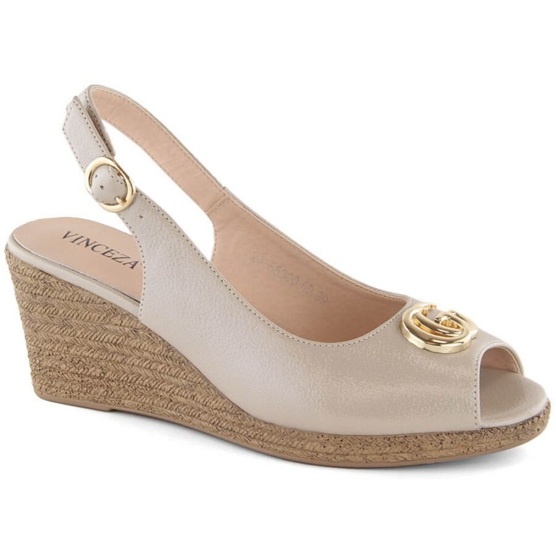Sandalias cuña con adorno Vinceza W JAN299 beige