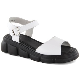 Sandalias cuña Vinceza W JAN300 piel blanca blanco