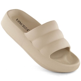 Vinceza JAN307B chanclas plataforma beige