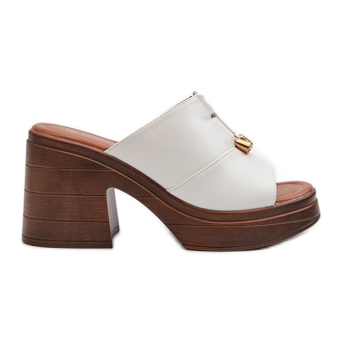 Vinceza Chanclas de Mujer Fabricadas en Piel Ecológica con Plataforma y Bloque, Blanco Dafira