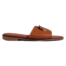 Chanclas planas de mujer camel marrón